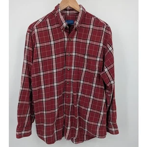 Towncraft Flannel Shirt Red Plaid Button Down 100% Cotton Men’s Medium Layer - Picture 1 of 4