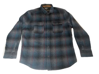 Jeremiah Shirt Men’s Blue Plaid Flannel Wool Blend Fleece American Legacy Size L - Image 1 of 4