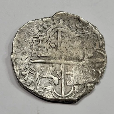 1590-1615 Cob 8 Reales Potosi Bolivia Assayer R Early Shipwreck Silver *K811 - Image 1 of 4