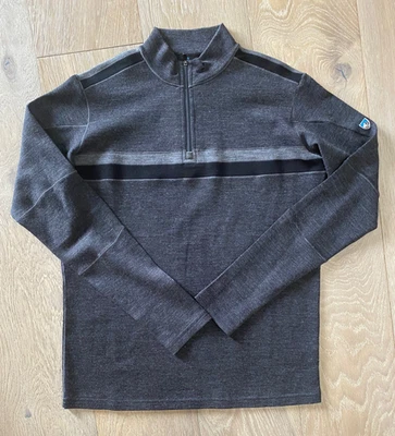 Mens Kuhl Downhill Racr 100% Merino Wool 1/2 Zip Pullover Sweater Gray sz S - Image 1 of 3