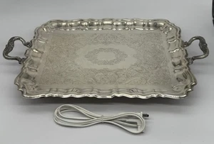 Vintage Sheridan Silver Co Butlers Tablett mit Fußgriff versilbert 23” x 15” - Bild 1 von 13