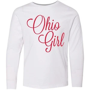 Inktastic Ohio Girl Youth Long Sleeve T-Shirt Home State Heart Midwest Proud Fun - Picture 1 of 2
