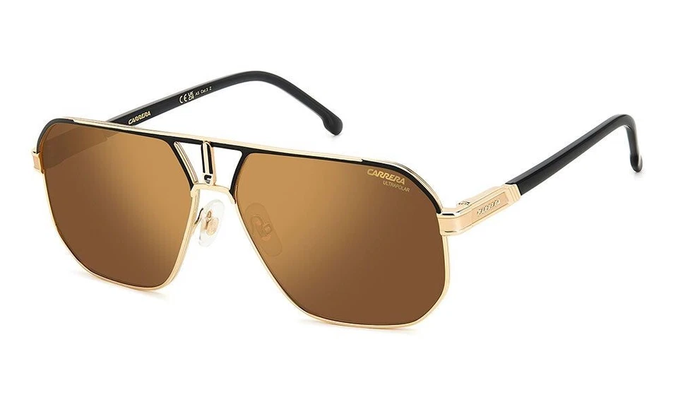 CARRERA 1062/S I46YL Sunglasses MATTE BLACK GOLD Frame GOLD POLARIZED LENS 62mm