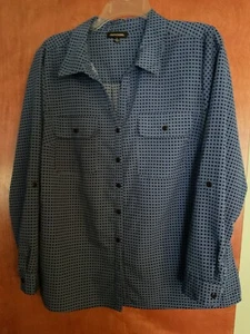 Notations Top L Boho blau gepunktet bedruckt Button Down Shirt Bluse Langarm - Bild 1 von 2