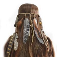 Boho Tassel Headband Feather Headpiece Indian Costume Hair Accessories Brown