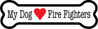My Dog Heart (Love) Fire Fighters Bone Shape Car Magnet 2" X 7" Usa Made
