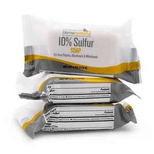 10% Sulfur Soap - DermaHarmony 4oz - (Made in USA) - (3 Bars) - Picture 1 of 3