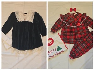 Vintage 90's Toddler Girls Holiday Dress & Pajamas 2T Clothes Lot - Picture 1 of 4