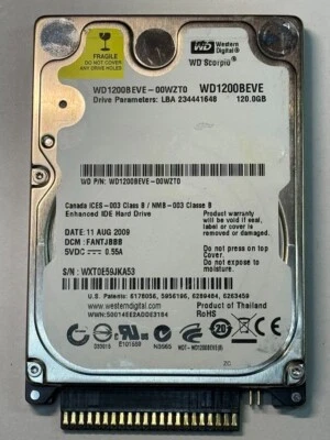 WD WD1200BEVE-00WZT0 120GB 5.4K RPM 8MB Cache 2.5" ATA-100 HDD - Image 1 of 4