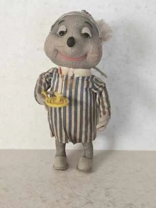 HARD TO FIND VINTAGE PECK & PECK WOOL FELT BEDTIME MOUSE 1960S MADE IN ITALY - Picture 1 of 16