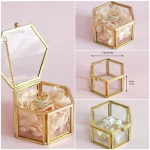 Glass Jewellery Box. Gold Decorative Nikkah Plate Display Trinket Box NEW Boxed - Picture 1 of 1