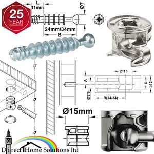 HAFELE MINIFIX M200 Ø15mm PERNOS DE BLOQUEO DE CÁMARA Y CLAVIJAS DE FIJACIÓN MUEBLES AJUSTE PAQUETE PLANO - Imagen 1 de 14