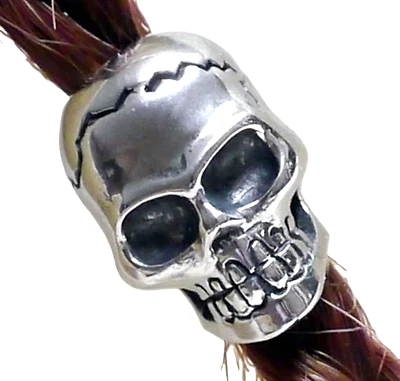 Totenkopf  Bartperle Bartschmuck Edelstahl D4,6mm SKULL Schädel Biker mit Gummis - Bild 1 von 4