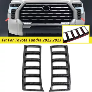 For Toyota Tundra 2022 2023 2pcs ABS Carbon Front Mesh Grill Molding Cover Trim - Picture 1 of 8