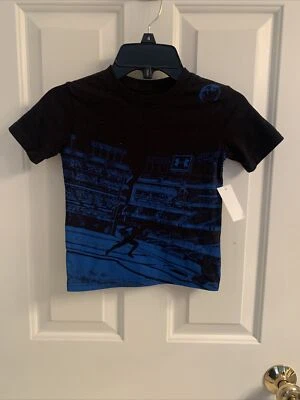 NWT-Boys Under Armour Black/Blue Graphic Shirt-Size 4 - Image 1 of 4