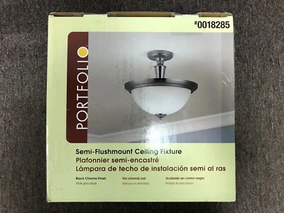 PORTFOLIO LÁMPARA DE TECHO SEMI-MONTAJE EMPOTRADO 18285 ACABADO CROMO NEGRO CRISTAL BLANCO Foto 1 de 3