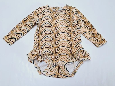 Kate Quinn Bodysuit 2T Gold Sunset Long Sleeve Ruffles Girl - Image 1 of 4