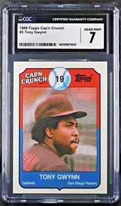 Tony Gwynn #5 CGC 7 (1989, Topps Cap'n Crunch) Padres de San Diego, casi como nuevo - Imagen 1 de 2