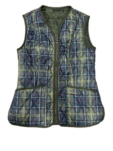 Barbour Women's Quilted Vest Size 6 Olive Green Tartan Plaid Zip Betty - Picture 1 of 14