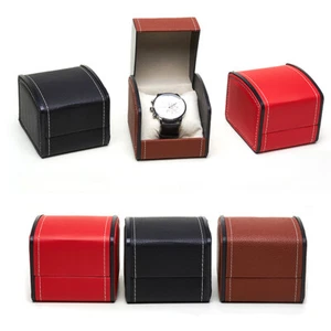PU Single Grid Leather Watch Display Jewelry Gifts Storage Box with Cushion - Picture 1 of 11