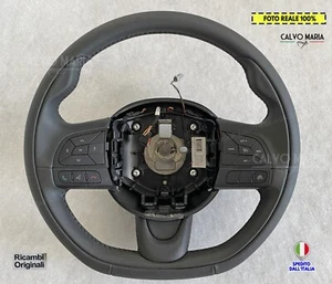 Volante Fiat 500X in PELLE NERO ORIGINALE COMANDI Sterzo Manubrio Auto kit per - Foto 1 di 5