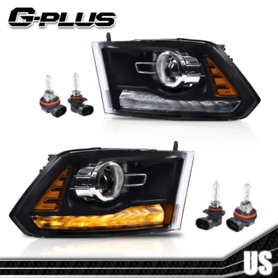 Fit For 2013-2018 Dodge Ram 1500 2500 3500 Black Projector Headlights w/ LED DRL - Image 1 of 4