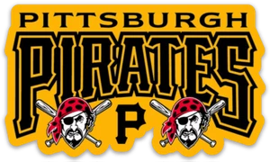 Pittsburgh Pirates Logo Type w/ Dual Pirates MLB Baseball Die-Cut MAGNET - Picture 1 of 1