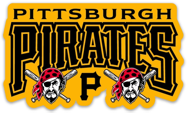 Pittsburgh Pirates Logo Type w/ Dual Pirates MLB Baseball Die-Cut MAGNET - Image 1 of 1