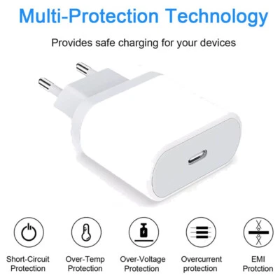 Cargador de pared USB C de carga rápida para iPhone enchufe de viaje europeo alimentación EE. UU. Foto 1 de 4