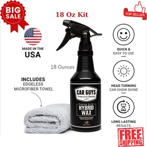 CAR GUYS Hybrid Spray Wax, Long Lasting, Safe on All Surfaces, 1X 18 Oz + Towel - Picture 1 of 6