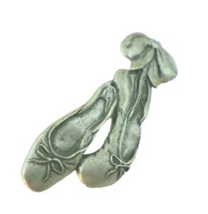 Ballet slippers pin marked dance ballerina pointe shoes silver colored jewlery - Picture 1 of 6