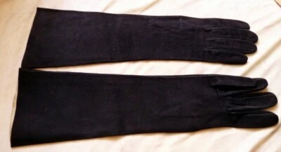 NUEVO DE COLECCIÓN 1950 París Francés AZUL MARINO GAMUZA Cuero 15" Guantes SIN USAR Talla 7 Foto 1 de 4