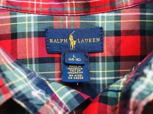 Ralph Lauren Preppy Red Plaid Button Up Dress Shirt Size L( 14-16) - Picture 1 of 3