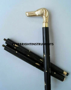 Mango De Perro De Latón Diseñador De Madera Vintage Estilo Negro Regalo - Imagen 1 de 5