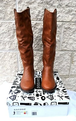 Botas hasta la rodilla BAMBOO Primetime para mujer estilo #08V bronceadas apertura lateral talla EE. UU. 5,5 M NUEVAS EN CAJA Foto 1 de 4