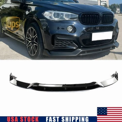 Глянцевый черный разветвитель кромок переднего бампера для BMW X6 F16 M Sport 2015-2019 GT-Style - Изображение 1 из 4