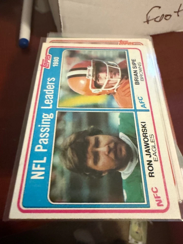 NFL Passing Leaders 1981 Topps Football Card #1 w Brian Sipe & Ron Jaworski - Image 1 of 1