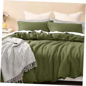 100% Cotton Waffle Duvet Cover King, Ultra Soft Skin-Friendly Duvet Cover Set - Picture 1 of 7