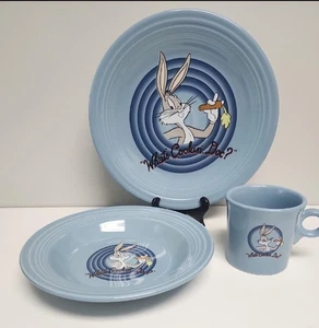 Set of 3 Fiestaware Looney Tunes Bugs Bunny Plate,Bowl and Cup New NWT - Picture 1 of 9