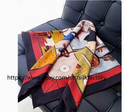 2025 New Boutique 18 Momme Twill Silk Wrap Scarf Double Sided Print Shawl 35' - Image 1 of 4