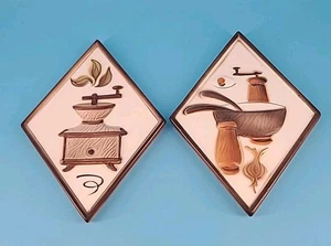 Lefton Diamond Shaped Ceramic Kitchen Wall Plaque Decor Japan Vintage MCM (2) - Picture 1 of 8