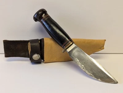 Cuchillo de caza de canicas Gladstone original de colección de 1930, Michigan, con funda personalizada Foto 1 de 4