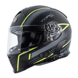 Casco Bluetooth Motocicleta Bicicleta Torc Mako T14B Negro Mate Scramble Hi Viz XL - Imagen 1 de 4