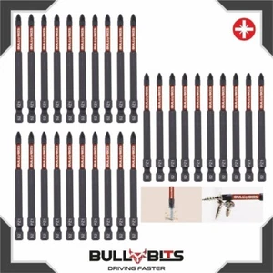 30 x PZ1 90 mm punte trapano cacciavite magnetico a percussione lunghe punte Pozi n. 1 - Foto 1 di 4
