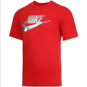 Nike Sportswear Silver Surfer Swoosh Men's T-Shirt Red Silver DB6527 657 - Picture 1 of 2