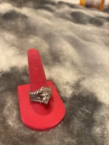 Moissanite 2 Ring Engagement And Wedding Band - Picture 1 of 5