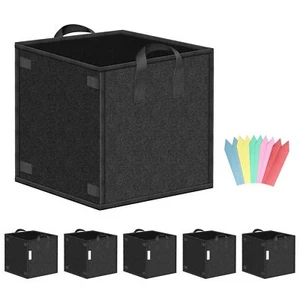 5/10/15 Pack 10 Gallon Square Grow Bags Thickened Fabric Pots for Plant Black - Picture 1 of 12