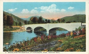 Postcard Bridge Over Deerfield Charlemont Massachusetts MA Mohawk Trail WB - Picture 1 of 2