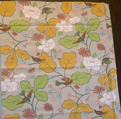 Echino Bird Cotton Canvas Japanese Print by Etsuko Furuya 32" X 23" - Image 1 of 3