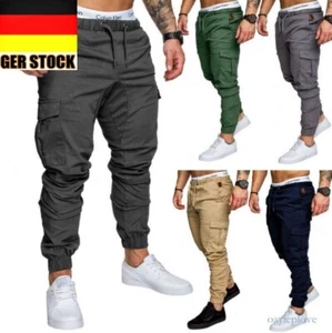 DE Herren Cargo Jogger Chino Stretch Harem Hose Jeans Jogginghose Sweathose Heiß - Bild 1 von 13